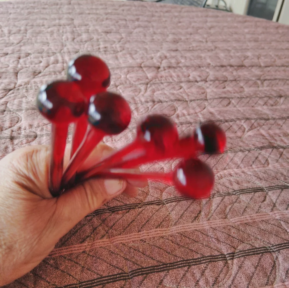 Vintage MCM Noritake Ruby Red Glass Drink Stirrers Swizzle Sticks Barware Bar